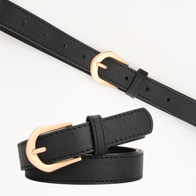 Ceinture pour femmes en alliage boucle aiguille PU ceinture fine en cuir