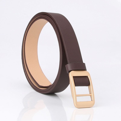 Ceinture femme en cuir PU alliage boucle tête couleur unie
