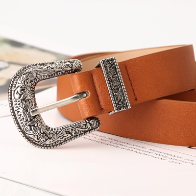 Ceinture femme boucle aiguille en alliage de cuir PU