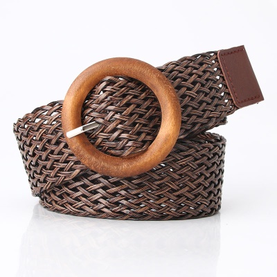 Ceinture femme tricotée rond en bois boucle aiguille