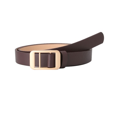 Ceinture femme en cuir PU alliage boucle tête couleur unie