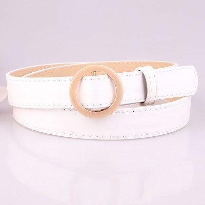 Ceinture femme avec boucle ronde dorée non perforée en cuir PU