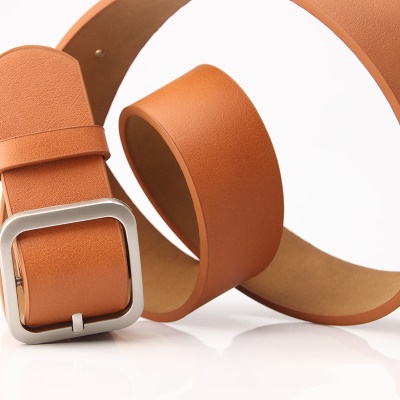 Ceinture femme avec boucle carrée tête en cuir pu