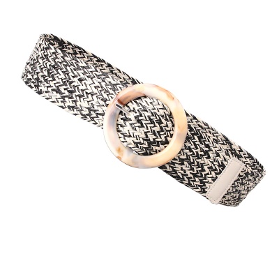 Ceinture femme imitation paille boucle ronde en résine large bande
