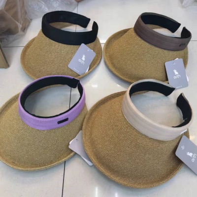 Chapeau de tennis pour femmes toit vide protection solaire grand avant-toit paille tricotée