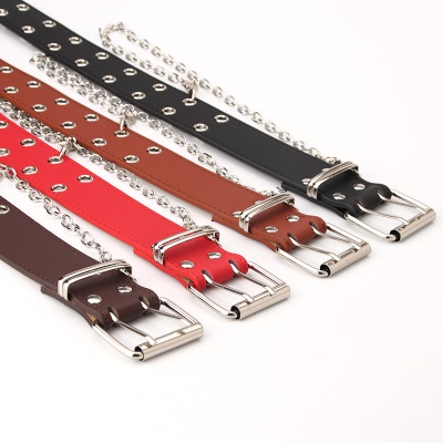 Ceinture dame double oeillet d'échappement chaîne de suspension bande décorative carrée boucle aiguille