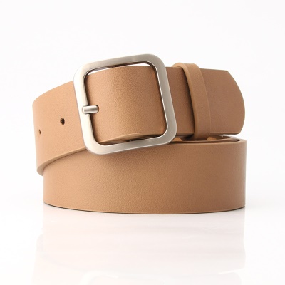 Ceinture femme avec boucle carrée tête en cuir pu