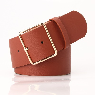Ceinture en alliage pour femmes boucle aiguille carrée en cuir PU