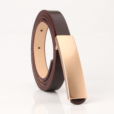 Ceinture femme boucle lisse en alliage brume surface pu cuir mince ceinture