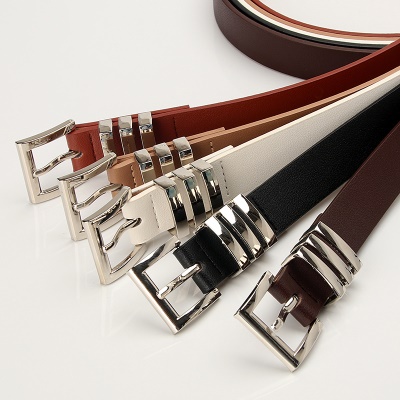 Ceinture femme boucle aiguille carrée en alliage de cuir PU