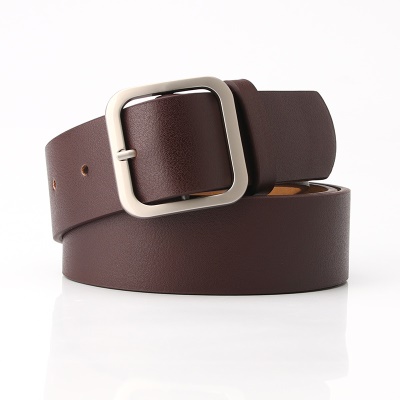 Ceinture femme avec boucle carrée tête en cuir pu