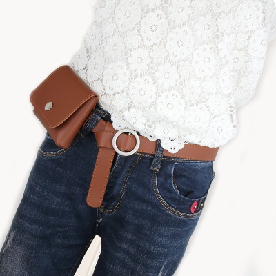Ceinture pour femmes sans trous boucle ronde fine ceinture pantalon en gros