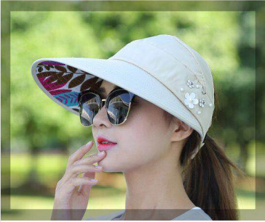 Casquette de tennis pour femmes pare-soleil et protection solaire perle pliable