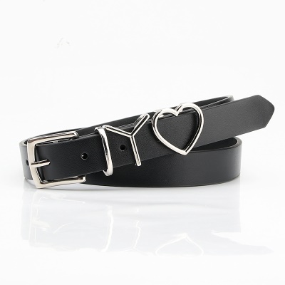 Ceinture pour femmes en métal Love Boucle décorative en cuir