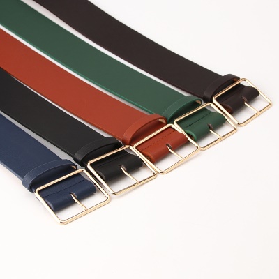 Ceinture en alliage pour femmes boucle aiguille carrée en cuir PU
