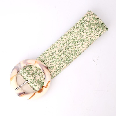Ceinture femme imitation paille boucle ronde en résine large bande