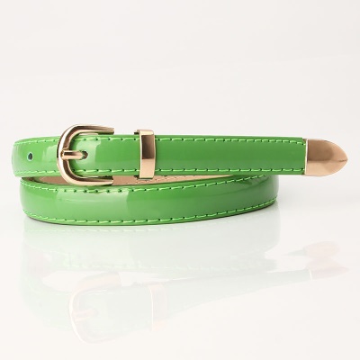 Ceinture pour femmes en alliage boucle tête PU ceinture fine en cuir