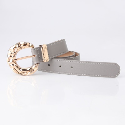 Ceinture femme boucle en métal concave-convexe boucle aiguille en cuir PU