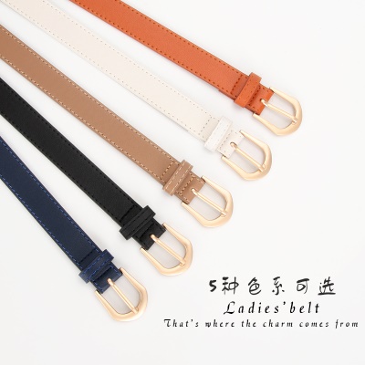Ceinture pour femmes en alliage boucle aiguille PU ceinture fine en cuir
