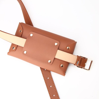 Ceinture pour femmes avec poches banane en alliage boucle aiguille cuir PU