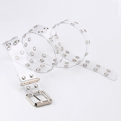 Ceinture pour femmes transparente double oeil d'échappement boucle aiguille carrée