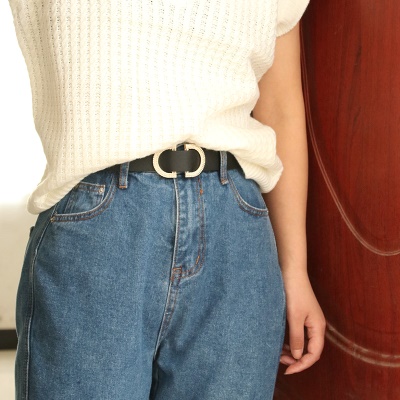 Ceinture dame double D en alliage avec boucle japonaise sans trou