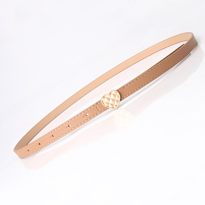 Ceinture fine pour femmes avec boucle cœur pêche petite ceinture en cuir