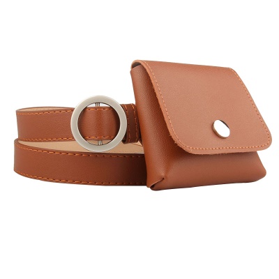 Ceinture pour femmes sans trous boucle ronde fine ceinture pantalon en gros
