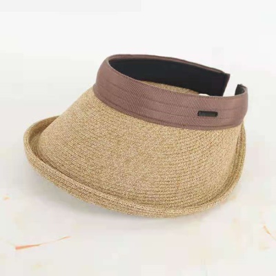 Chapeau de tennis pour femmes toit vide protection solaire grand avant-toit paille tricotée