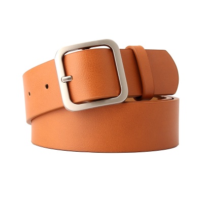Ceinture femme avec boucle carrée tête en cuir pu