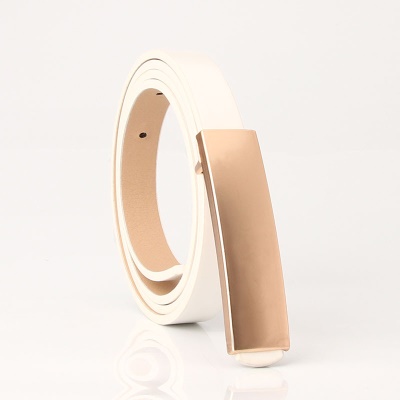 Ceinture femme boucle lisse en alliage brume surface pu cuir mince ceinture