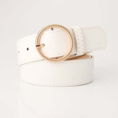 Ceinture en alliage gaufré boucle ronde pour femmes