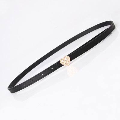 Ceinture fine pour femmes avec boucle cœur pêche petite ceinture en cuir
