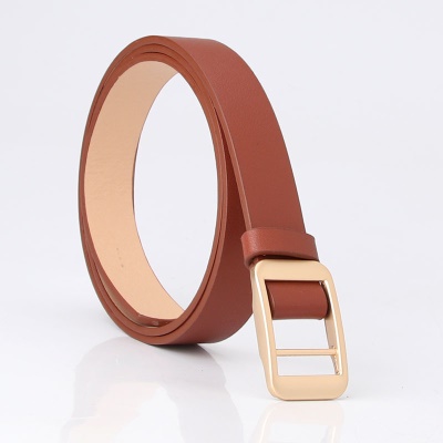 Ceinture femme en cuir PU alliage boucle tête couleur unie