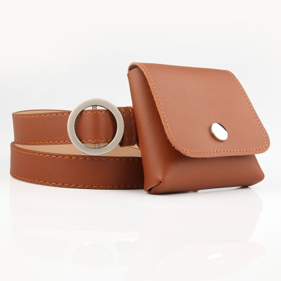 Ceinture pour femmes sans trous boucle ronde fine ceinture pantalon en gros