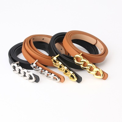 Ceinture Ladies Strap Type Plaque Boucle Ceinture en cuir mince PU