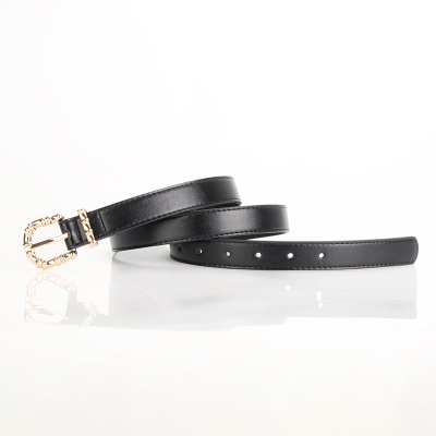 Ceinture femme en alliage boucle aiguille conception concave-convexe cuir PU
