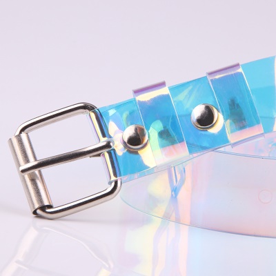 Ceinture femme couleur éblouissante en plastique transparent boucle aiguille