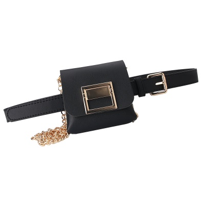 Ceinture femme chaîne dorée avec sac banane en cuir PU