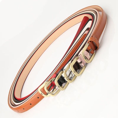 Ceinture femme petite boucle carrée pu ceinture en cuir mince