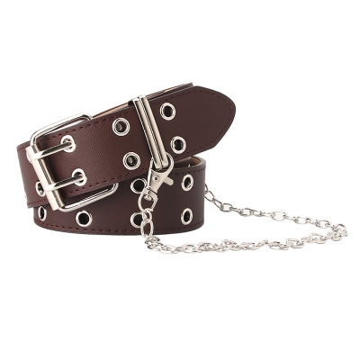 Ceinture dame double oeillet d'échappement chaîne de suspension bande décorative carrée boucle aiguille