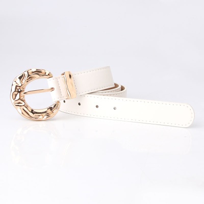 Ceinture femme boucle en métal concave-convexe boucle aiguille en cuir PU