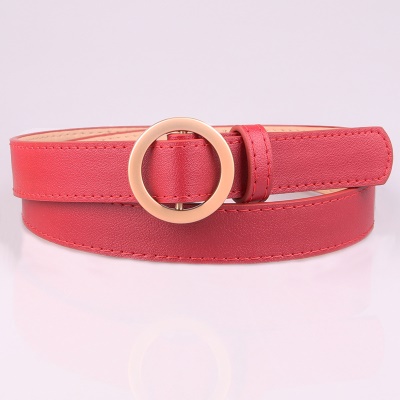 Ceinture femme avec boucle ronde dorée non perforée en cuir PU