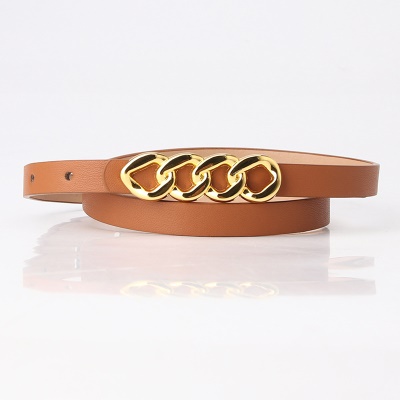 Ceinture Ladies Strap Type Plaque Boucle Ceinture en cuir mince PU