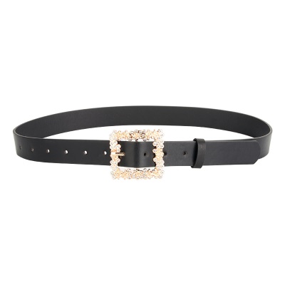 Ceinture femme sertie de diamants en alliage boucle aiguille pu cortex