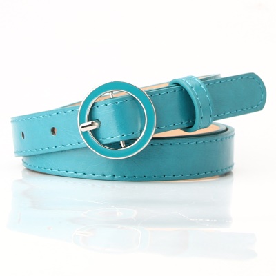 Ceinture fine en cuir pour femmes avec boucle à aiguille circulaire
