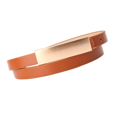 Ceinture femme boucle lisse en alliage brume surface pu cuir mince ceinture