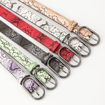 Ceinture femme serpent imprimé pu en cuir fin avec boucle Japonaise