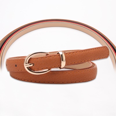 Ceinture femme fine avec boucle aiguille en alliage cuir PU