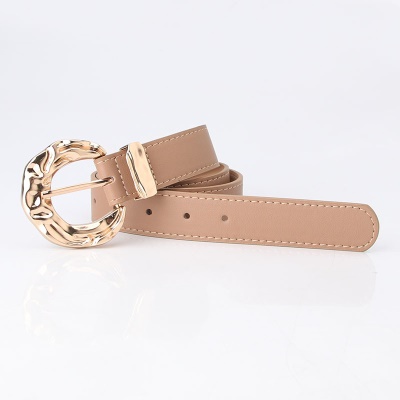 Ceinture femme boucle en métal concave-convexe boucle aiguille en cuir PU